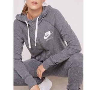Nike Gym Vintage Gray Sail Full Zip Hoodie Sweatshirt Just Do It Swoosh Heather